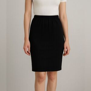Cathy Hardwick Black Pencil Skirt Knee Length Classic Wool Minimalist Size S